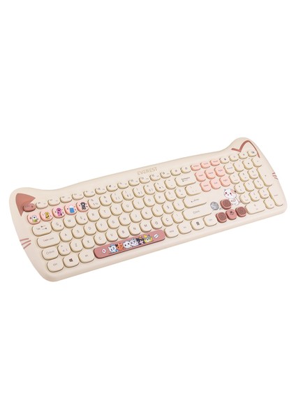 KM-6283 CATTY Renkli Tuşlu Sarı Kablosuz Q Multimedia Klavye + Mouse + Pad Set