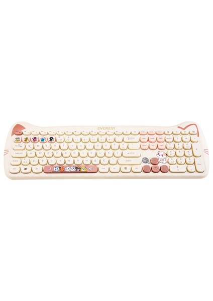 KM-6283 CATTY Renkli Tuşlu Sarı Kablosuz Q Multimedia Klavye + Mouse + Pad Set