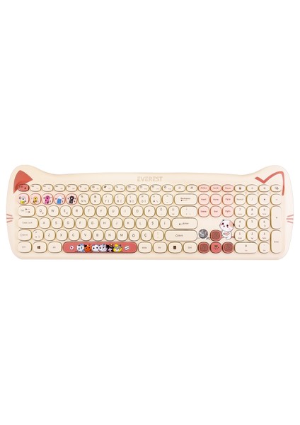 KM-6283 CATTY Renkli Tuşlu Sarı Kablosuz Q Multimedia Klavye + Mouse + Pad Set