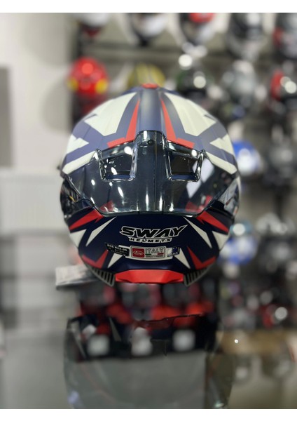 865 Atos Mavi Beyaz Kapalı Kask Güneş Vizörlü modelleri