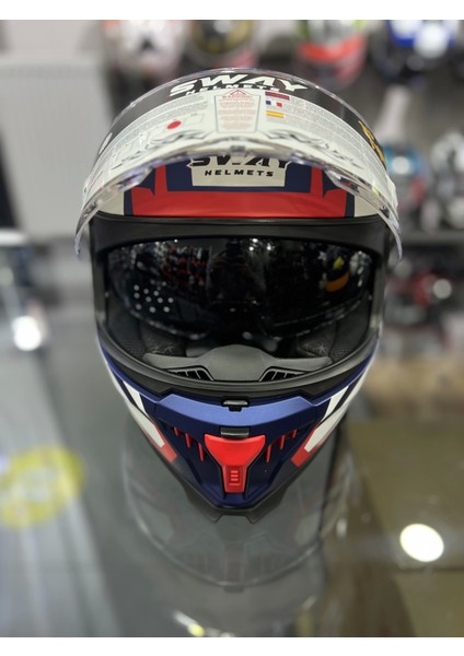 865 Atos Mavi Beyaz Kapalı Kask Güneş Vizörlü fırsatları