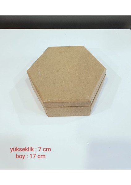 Mdf Ahşap Altıgen Model Takı Saat Aksesuar Kutusu Hobi Ham Boyanabilir Mdf