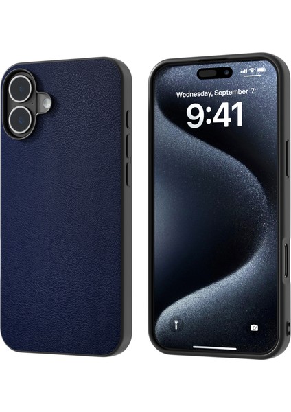 iPhone 16 Plus Çizilmez Deri Kaplamalı Tpu+Pc Telefon Kapağı (Yurt Dışından)
