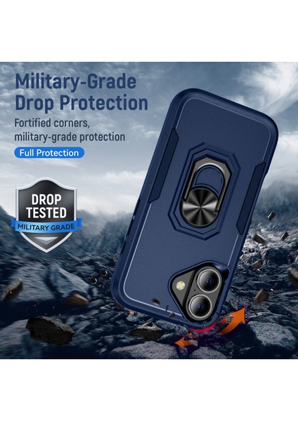 iPhone 16 Askeri Sınıf Yüzük Kickstand Pc+Tpu Telefon Kapağı (Yurt Dışından) indirimleri