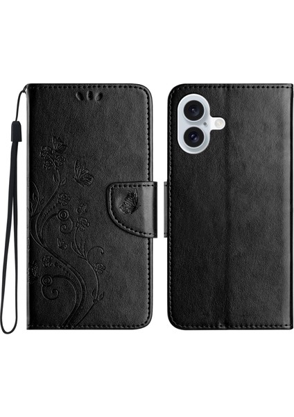iPhone 16 Plus Deri Cüzdan Standlı Telefon Kapağı (Yurt Dışından)