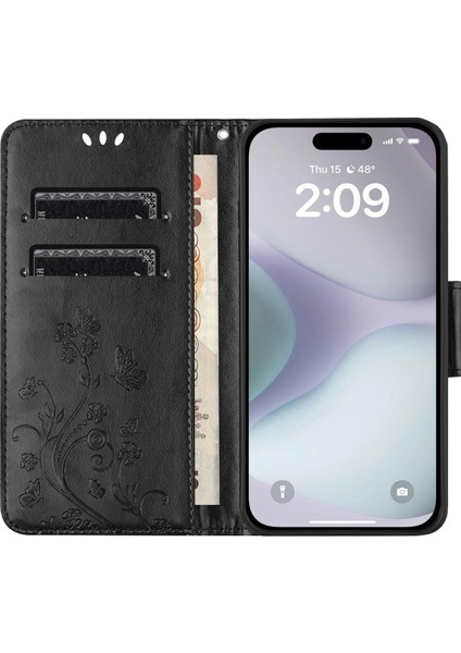 iPhone 16 Plus Deri Cüzdan Standlı Telefon Kapağı (Yurt Dışından)