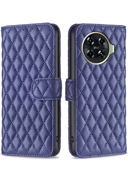Tecno Spark 20 Pro Plus Telefon Kapağı Manyetik Tokalı Eşkenar Dörtgen Izgara Kılıf (Yurt Dışından)