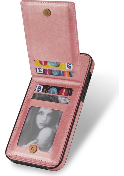 iPhone 16 Pro Max Kart Yuvaları Kılıfı Deri+Tpu Kickstand Telefon Kapağı (Yurt Dışından)
