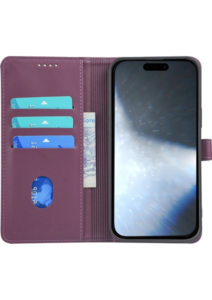 iPhone 16 Pro Max Manyetik Tokalı Deri Telefon Kılıfı (Yurt Dışından)