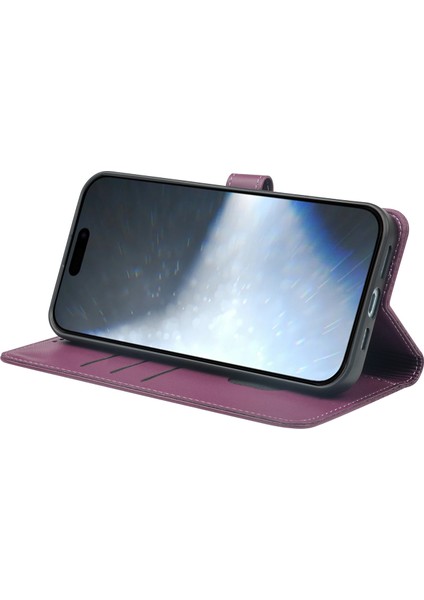 iPhone 16 Pro Max Manyetik Tokalı Deri Telefon Kılıfı (Yurt Dışından)