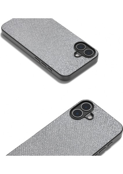 iPhone 16 Plus Yapay Doku Pu+Pc+Tpu Telefon Kapağı Siyah Kenar (Yurt Dışından) fırsatları
