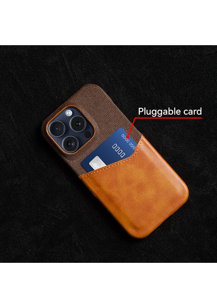 iPhone 16 Pro Max Kart Yuvası Kumaş Doku Deri + Pc Telefon Kapağı (Yurt Dışından)