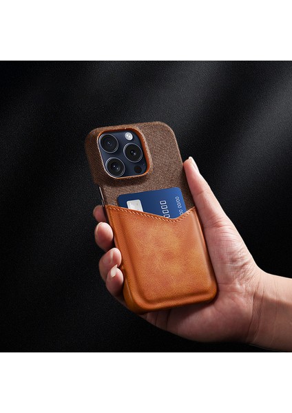 iPhone 16 Pro Max Kart Yuvası Kumaş Doku Deri + Pc Telefon Kapağı (Yurt Dışından)