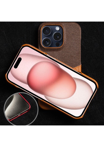 iPhone 16 Pro Max Kart Yuvası Kumaş Doku Deri + Pc Telefon Kapağı (Yurt Dışından)