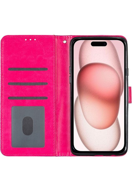 iPhone 16 Plus Pu Deri Cüzdan Katlanır Stand Glitter Telefon Kapağı (Yurt Dışından)