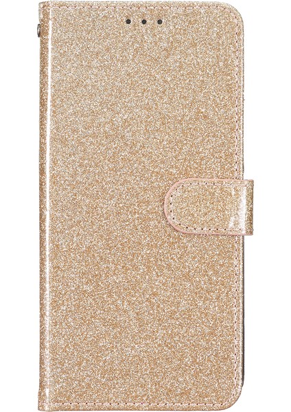 iPhone 16 Plus Pu Deri Cüzdan Katlanır Stand Glitter Telefon Kapağı (Yurt Dışından)