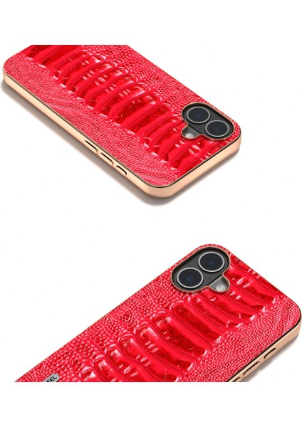 iPhone 16 Plus Galvanik Kenar Timsah Dokusu Hakiki Inek Derisi+Tpu+Pc Telefon Kapağı (Yurt Dışından) modelleri