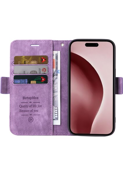 iPhone 16 Pro Deri Kapaklı Telefon Kılıfı (Yurt Dışından)