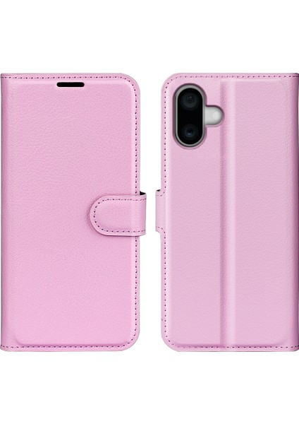 iPhone 16 Plus Litchi Dokulu Deri Telefon Kılıfı (Yurt Dışından)