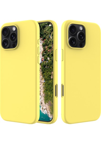 iPhone 16 Pro Darbeye Dayanıklı Sıvı Silikon Yumuşak Astarlı Telefon Kapağı (Yurt Dışından)
