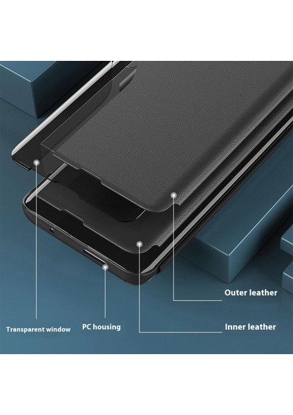 iPhone 16 Pro Max Görünüm Penceresi Tam Korumalı Deri Telefon Kılıfı (Yurt Dışından)