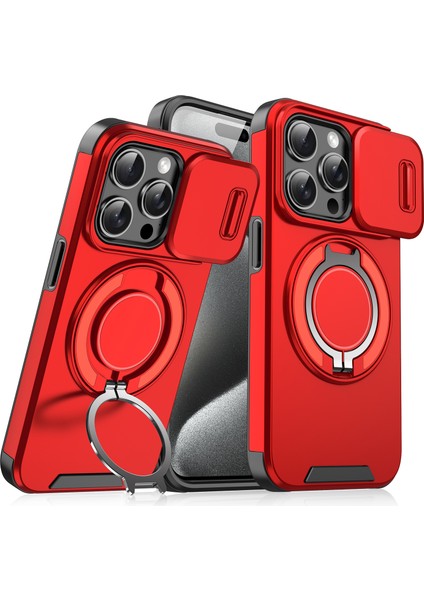 iPhone 16 Pro Max Manyetik Kickstand Tpu+Pc Telefon Kılıfı (Yurt Dışından)