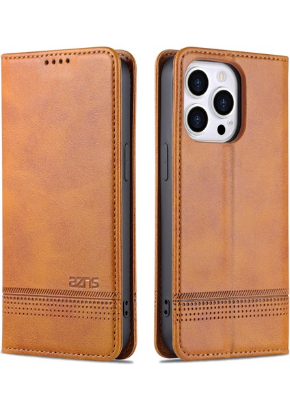 iPhone 16 Pro Max Sığır Derisi Doku Folyo Cüzdan Pu Deri Telefon Kapağı (Yurt Dışından)
