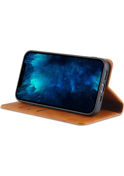 iPhone 16 Pro Max Sığır Derisi Doku Folyo Cüzdan Pu Deri Telefon Kapağı (Yurt Dışından)