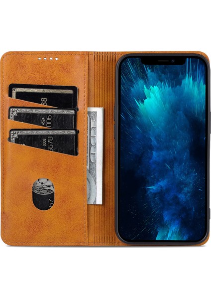 iPhone 16 Pro Max Sığır Derisi Doku Folyo Cüzdan Pu Deri Telefon Kapağı (Yurt Dışından)