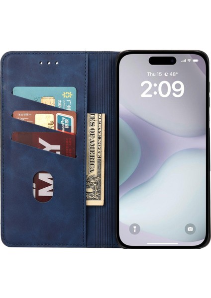 iPhone 16 Pu Deri Darbeye Dayanıklı Koruma Cüzdan Telefon Kapağı (Yurt Dışından)