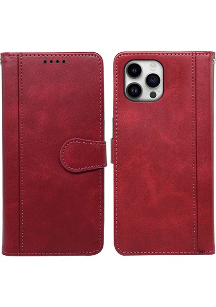 iPhone 16 Pro Max Buzağı Dokulu Deri Standlı Kitap Stili Telefon Kapağı (Yurt Dışından)