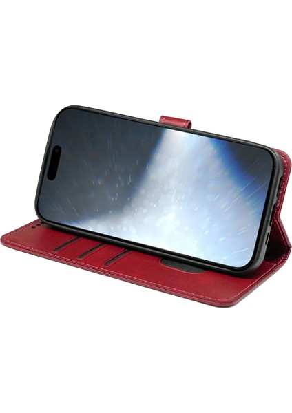 iPhone 16 Pro Max Buzağı Dokulu Deri Standlı Kitap Stili Telefon Kapağı (Yurt Dışından)