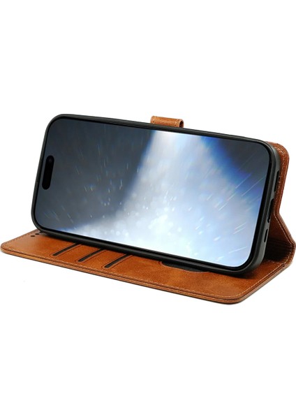 iPhone 16 Pro Max Buzağı Dokulu Deri Standlı Kitap Stili Telefon Kapağı (Yurt Dışından)