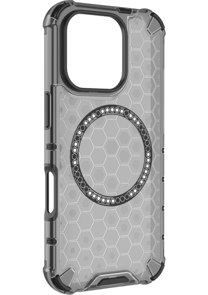 iPhone 16 Pro Max Manyetik Tpu+Pc Çift Katmanlı Petek Telefon Kapağı (Yurt Dışından)