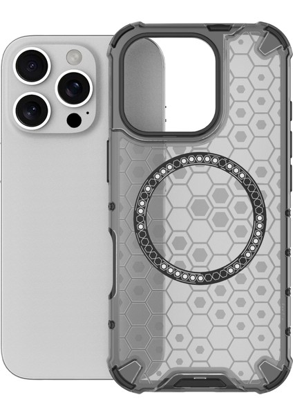 iPhone 16 Pro Max Manyetik Tpu+Pc Çift Katmanlı Petek Telefon Kapağı (Yurt Dışından)