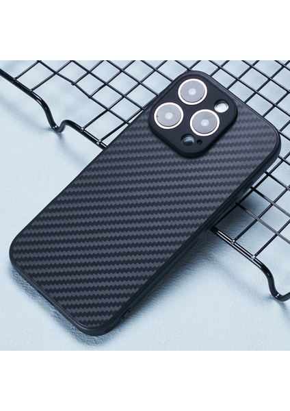 iPhone 16 Pro Max Yumuşak Esnek Tpu Ince Telefon Kapağı Karbon Fiber Doku (Yurt Dışından)