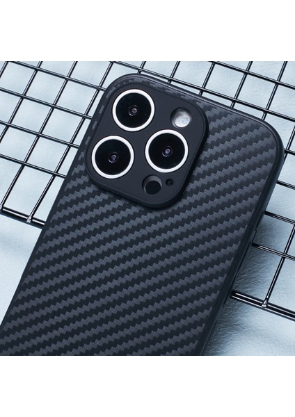 iPhone 16 Pro Max Yumuşak Esnek Tpu Ince Telefon Kapağı Karbon Fiber Doku (Yurt Dışından)