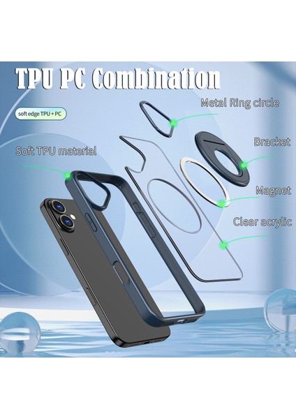 iPhone 16 Magsafe Döner Destek Standı Tpu+Pc Şeffaf Arka Telefon Kapağı ile Uyumlu (Yurt Dışından) fırsatları
