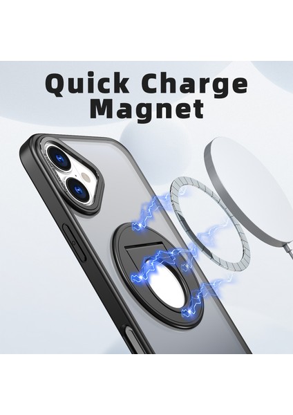 iPhone 16 Magsafe Döner Destek Standı Tpu+Pc Şeffaf Arka Telefon Kapağı ile Uyumlu (Yurt Dışından) fiyatları