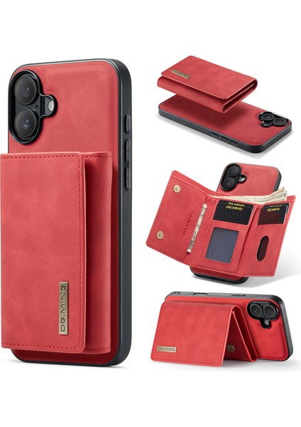 iPhone 16 Plus Çıkarılabilir Cüzdanlı Kickstand Pu Telefon Kılıfı (Yurt Dışından)