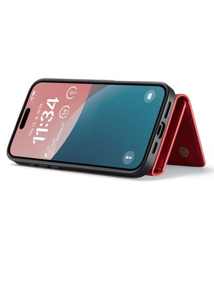 iPhone 16 Plus Çıkarılabilir Cüzdanlı Kickstand Pu Telefon Kılıfı (Yurt Dışından)