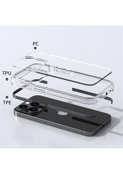 iPhone 16 Pro Max Tpu+Pc+Tpe Çizilmez Şeffaf Telefon Kapağı (Yurt Dışından)