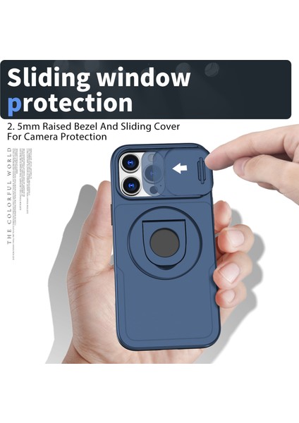 iPhone 16 Pro Max Manyetik Kickstand Slayt Lens Kapağı Tpu+Pc Telefon Kabuğu (Yurt Dışından)