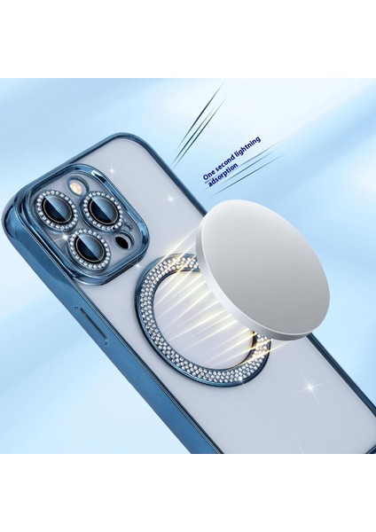 iPhone 16 Pro Max Manyetik Bling Yapay Temizle Tpu + Pc Telefon Kapağı (Yurt Dışından)
