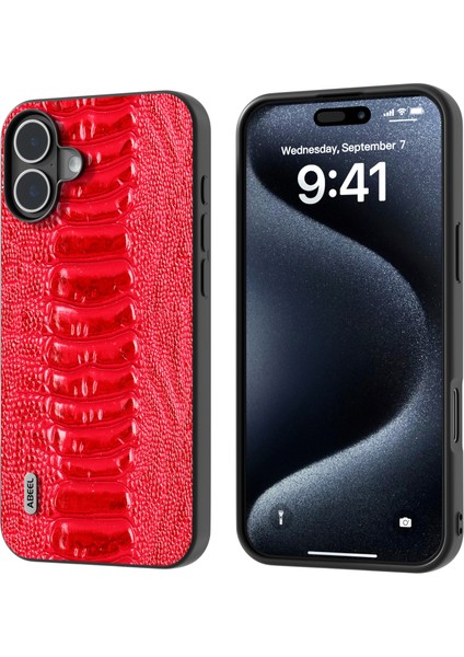 iPhone 16 Plus Timsah Dokulu Hakiki Inek Derisi Arka Telefon Kapağı (Yurt Dışından)