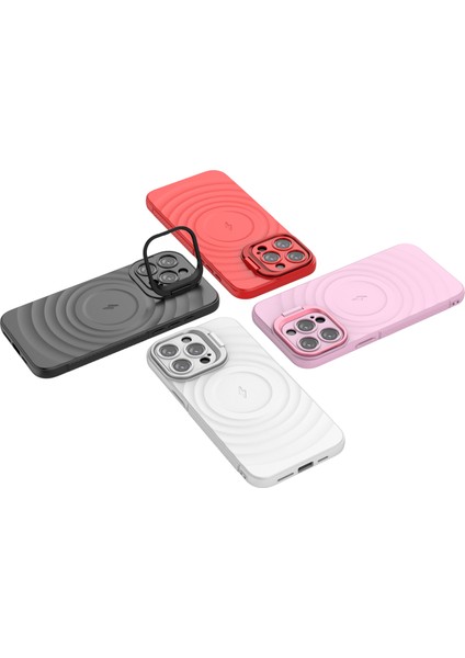 iPhone 16 Pro Max Pc Kickstand Dalgalanma Dokulu Tpu Telefon Kılıfı Magsafe ile Uyumlu (Yurt Dışından)
