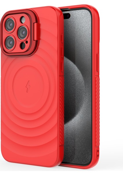 iPhone 16 Pro Max Pc Kickstand Dalgalanma Dokulu Tpu Telefon Kılıfı Magsafe ile Uyumlu (Yurt Dışından)