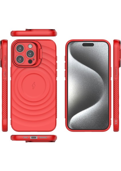 iPhone 16 Pro Max Pc Kickstand Dalgalanma Dokulu Tpu Telefon Kılıfı Magsafe ile Uyumlu (Yurt Dışından)
