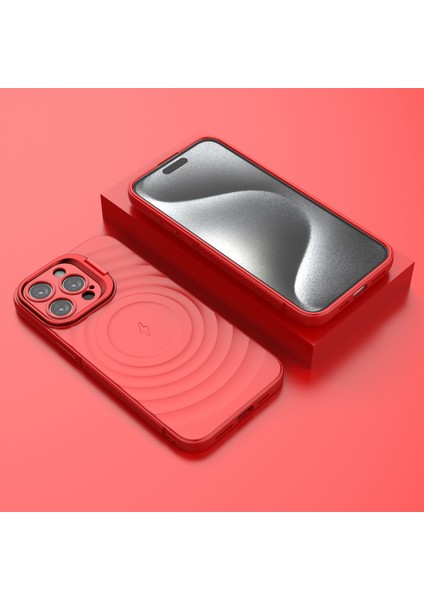 iPhone 16 Pro Max Pc Kickstand Dalgalanma Dokulu Tpu Telefon Kılıfı Magsafe ile Uyumlu (Yurt Dışından)