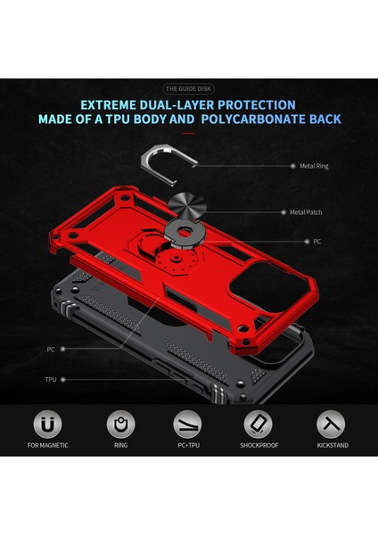 iPhone 16 Pro Max Pc+Tpu Kickstand Düşmeyi Önleyici Telefon Kapağı (Yurt Dışından)